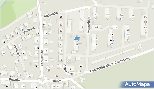 Sianów, Słowackiego Juliusza, 3A, mapa Sianów