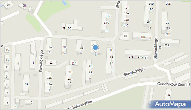 Sianów, Słowackiego Juliusza, 7, mapa Sianów