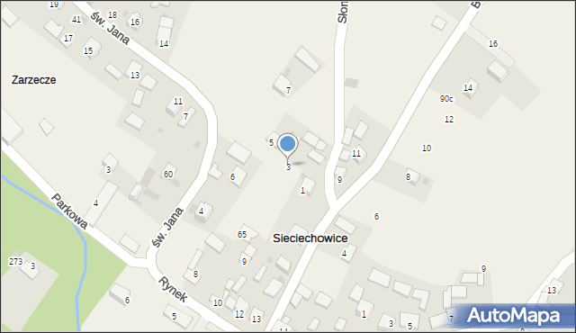 Sieciechowice, Słoneczna, 3, mapa Sieciechowice