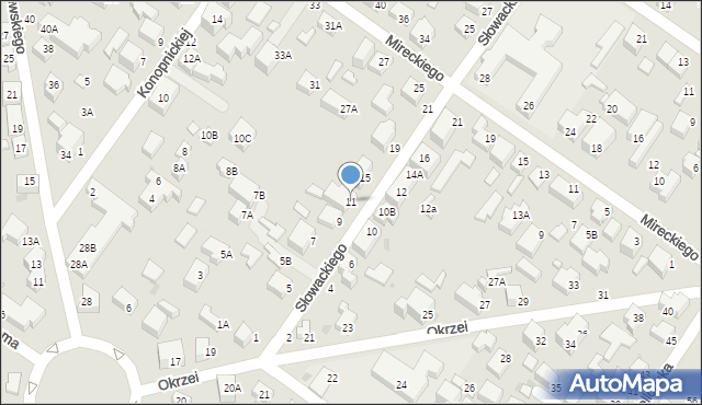 Siedlce, Słowackiego Juliusza, 11, mapa Siedlce