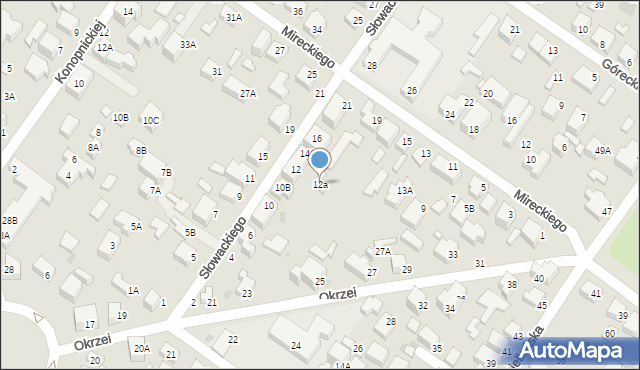 Siedlce, Słowackiego Juliusza, 12a, mapa Siedlce