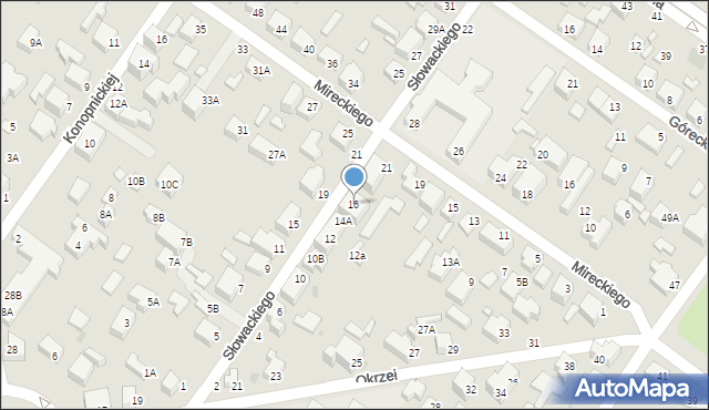 Siedlce, Słowackiego Juliusza, 16, mapa Siedlce