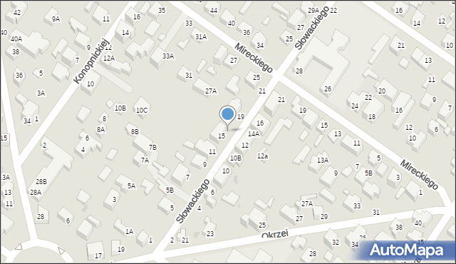 Siedlce, Słowackiego Juliusza, 17, mapa Siedlce