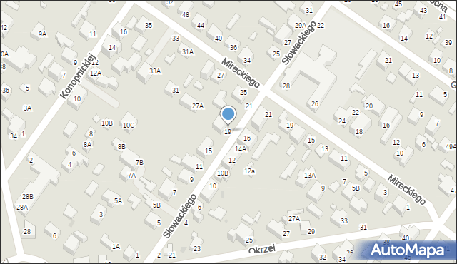 Siedlce, Słowackiego Juliusza, 19, mapa Siedlce