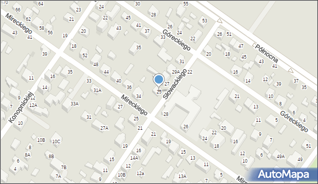 Siedlce, Słowackiego Juliusza, 25, mapa Siedlce