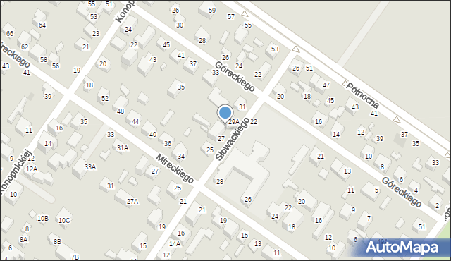 Siedlce, Słowackiego Juliusza, 29, mapa Siedlce