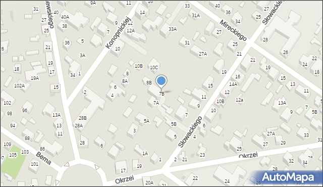 Siedlce, Słowackiego Juliusza, 7B, mapa Siedlce