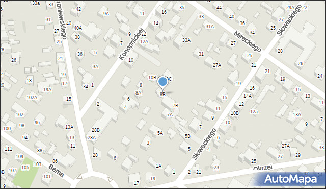 Siedlce, Słowackiego Juliusza, 8B, mapa Siedlce