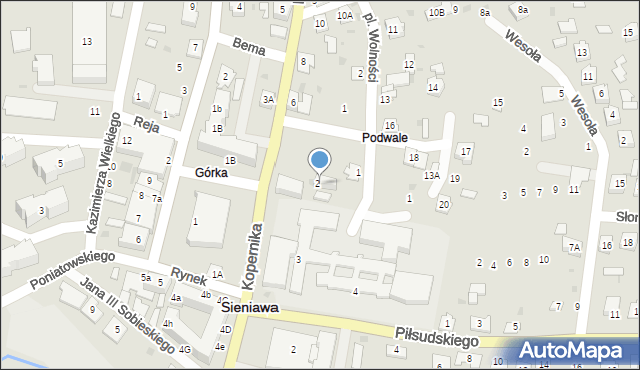 Sieniawa, Słoneczna, 2b, mapa Sieniawa