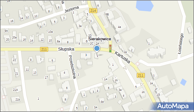 Sierakowice, Słupska, 1, mapa Sierakowice