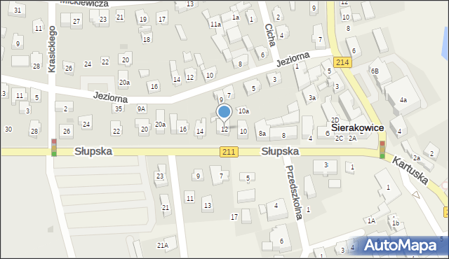 Sierakowice, Słupska, 12, mapa Sierakowice