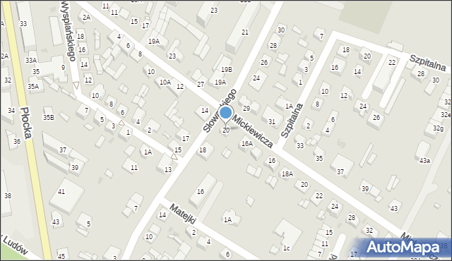 Sierpc, Słowackiego Juliusza, 20, mapa Sierpc