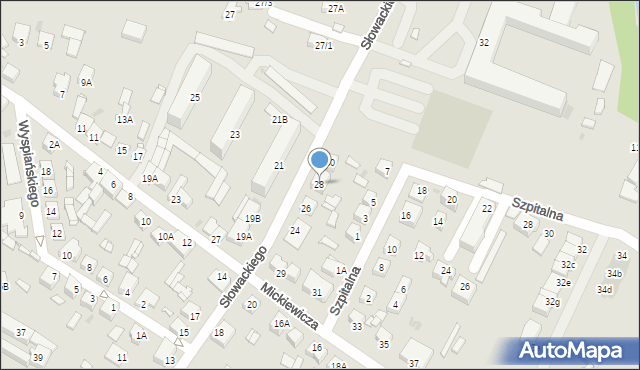 Sierpc, Słowackiego Juliusza, 28, mapa Sierpc