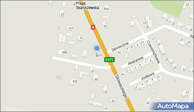 Skaryszew, Słowackiego Juliusza, 89, mapa Skaryszew