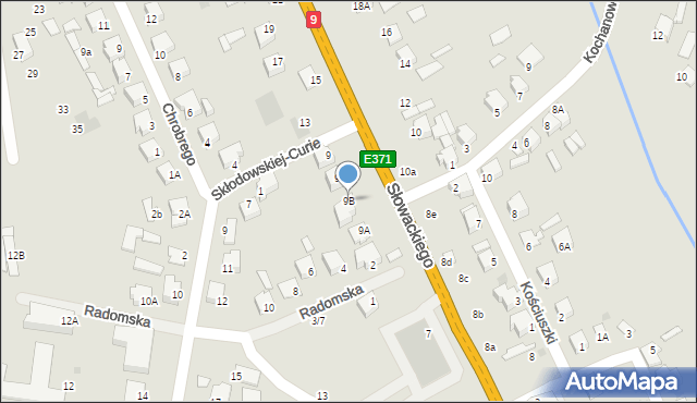 Skaryszew, Słowackiego Juliusza, 9B, mapa Skaryszew