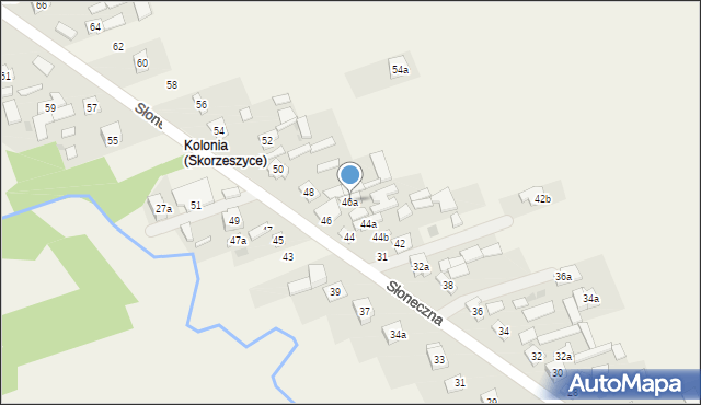 Skorzeszyce, Słoneczna, 46a, mapa Skorzeszyce