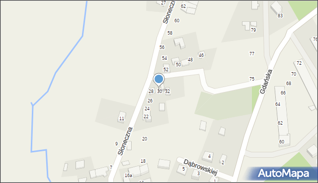 Skrzeszewo, Słoneczna, 30, mapa Skrzeszewo