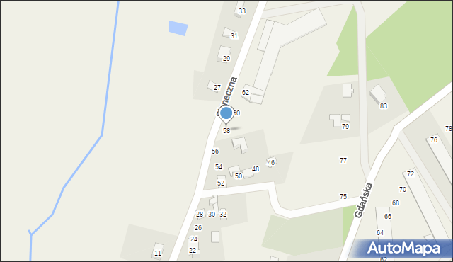 Skrzeszewo, Słoneczna, 58, mapa Skrzeszewo