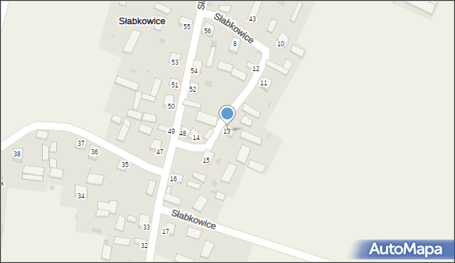Słabkowice, Słabkowice, 13, mapa Słabkowice