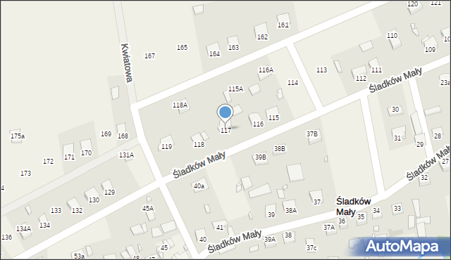 Śladków Mały, Śladków Mały, 117, mapa Śladków Mały