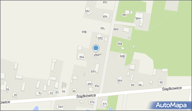 Ślądkowice, Ślądkowice, 65M, mapa Ślądkowice
