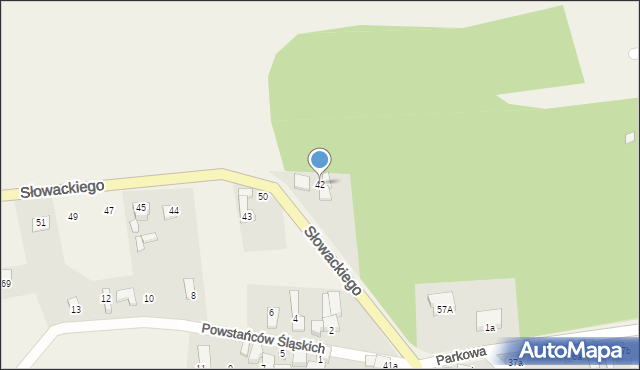 Sławików, Słowackiego Juliusza, 42, mapa Sławików