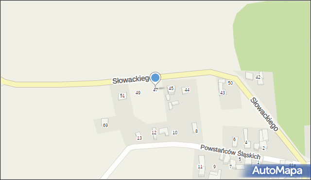 Sławików, Słowackiego Juliusza, 47, mapa Sławików