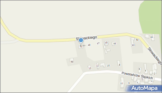 Sławików, Słowackiego Juliusza, 51, mapa Sławików