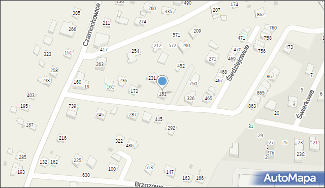 Śledziejowice, Śledziejowice, 181, mapa Śledziejowice