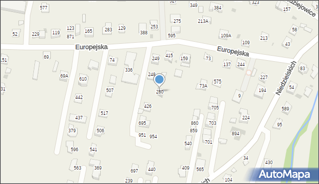 Śledziejowice, Śledziejowice, 280, mapa Śledziejowice