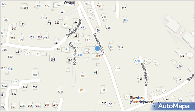 Śledziejowice, Śledziejowice, 376, mapa Śledziejowice