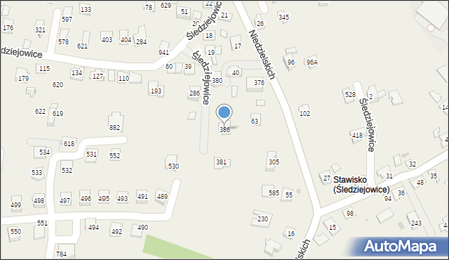 Śledziejowice, Śledziejowice, 386, mapa Śledziejowice