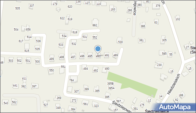 Śledziejowice, Śledziejowice, 493, mapa Śledziejowice