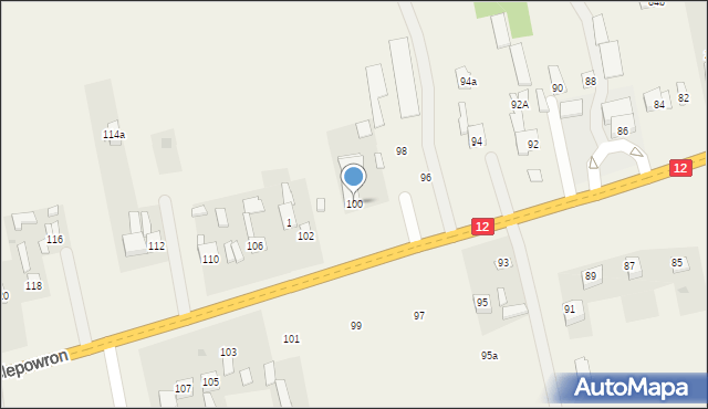 Ślepowron, Ślepowron, 100, mapa Ślepowron