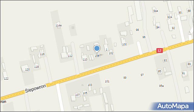 Ślepowron, Ślepowron, 106, mapa Ślepowron