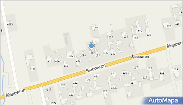 Ślepowron, Ślepowron, 136, mapa Ślepowron
