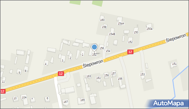 Ślepowron, Ślepowron, 162, mapa Ślepowron