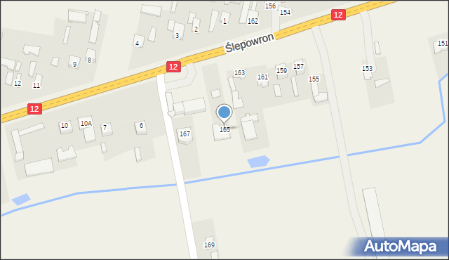 Ślepowron, Ślepowron, 165, mapa Ślepowron
