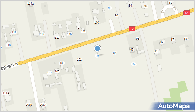 Ślepowron, Ślepowron, 99, mapa Ślepowron