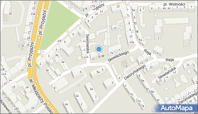 Słubice, Słowackiego Juliusza, 9, mapa Słubice