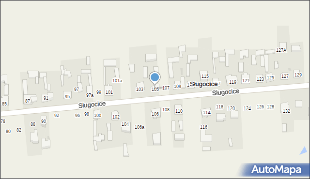Sługocice, Sługocice, 105, mapa Sługocice