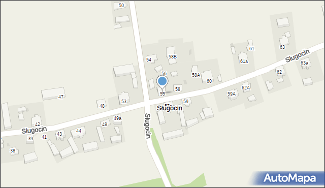 Sługocin, Sługocin, 55, mapa Sługocin