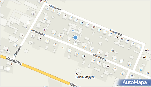 Słupia pod Kępnem, Słoneczna, 11, mapa Słupia pod Kępnem