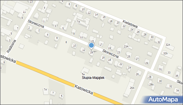 Słupia pod Kępnem, Słoneczna, 14, mapa Słupia pod Kępnem