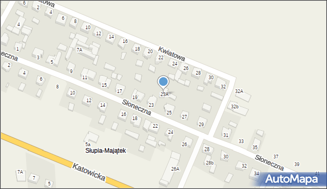 Słupia pod Kępnem, Słoneczna, 23A, mapa Słupia pod Kępnem