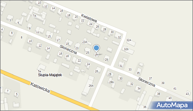 Słupia pod Kępnem, Słoneczna, 27, mapa Słupia pod Kępnem
