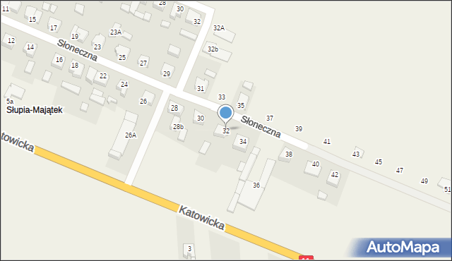 Słupia pod Kępnem, Słoneczna, 32, mapa Słupia pod Kępnem