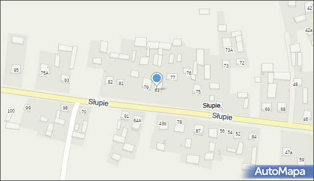 Słupie, Słupie, 63, mapa Słupie