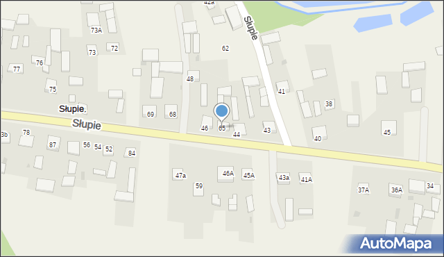Słupie, Słupie, 65, mapa Słupie