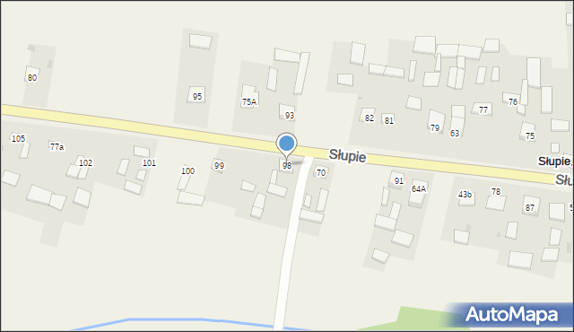 Słupie, Słupie, 98, mapa Słupie